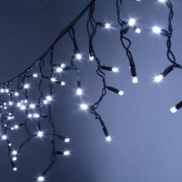Гирлянда светодиодная уличная Бахрома 3 м 100 LED белая - черный провод Гирлянда светодиодная уличная Бахрома 3 м 100 LED белая - черный провод