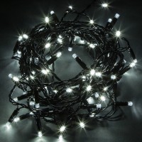 Гирлянда светодиодная уличная 10 м 100 LED белая - черный провод Гирлянда светодиодная уличная 10 м 100 LED белая - черный провод